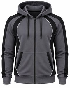 Sudadera con capucha y cremallera para hombre, de forro polar, color blanco/negro, mangas regulares, estilo casual urbano, ideal para invierno - Product Image 5