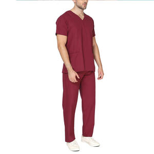 Medical Doctor Nursing Men Scrubs <b>Tops</b> Cotton Adults Uniform Short Sleeves Soft Stretchy Men Nurse Scrubs Sets XS XL 6XL Size - Product Image 3