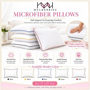 Oreiller de lit moelleux avec rayures et bordures blanches 16x24 pouces, coussin pour la maison et l'hôtel - Product Image 3