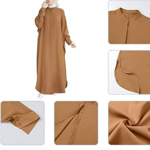Abayas de Secado Rápido y Transpirables para Mujer, Mangas Largas, Abaya de Alta Calidad al por Mayor, Abaya Musulmana para Mujer en Color Sólido, Servicios OEM - Product Image 6