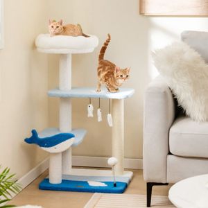 Tiragraffi per Gatti a 3 Livelli a Tema Marino con Centro Attività Multifunzionale XL e Tiragraffi per Gatti - Product Image 2