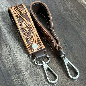 Nouveauté 2025 Porte-clés en cuir de vachette personnalisé avec motif floral, anneau métallique, cadeau promotionnel de luxe, porte-clés en cuir mignon - Product Image 6