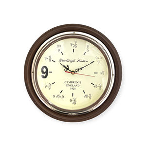 Horloge murale décorative en bois avec design Art Déco, mouvement à quartz analogique, alimentée par piles - Product Image 1