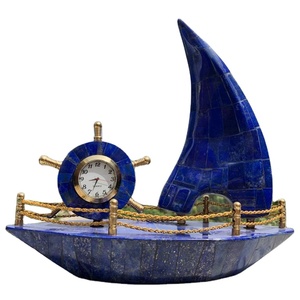 Best Selling Top Quality Lapis Lazuli Boat Model, Hand Made Lapis Lazuli <b>Clock</b> Boat Showpiece - Product Image 1