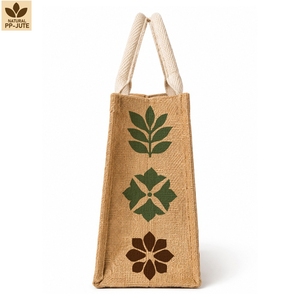 Custom Printed Laminated Jute Grocery Gift <b>Bag</b> 28x23x10 cm Shopping Tote Custom Logo Wholesale OEM Private Label Export Supplier - Product Image 5