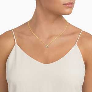 Collier de luxe pour femme en or blanc massif 14 carats avec diamant de laboratoire de 0,09 ct certifié IGI, plaqué rhodium, entrelacé, solide et élégant - Product Image 4