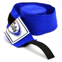 Vente flash : Bandages de boxe personnalisés bleus avec logo, gants de MMA imperméables, légers, en coton élastique, protection Fairtex pour entraînement en salle de sport