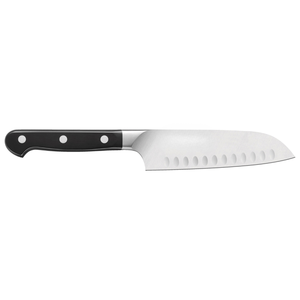 Couteaux de cuisine Santoku à lame alvéolée argentée avec manche noir à trois rivets pour couper les oignons, hacher les aliments et préparer les légumes - Product Image 2