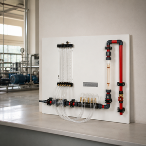 Appareil de mesure du débit hydraulique |   Banc d'essai de débit d'eau de laboratoire avec manomètre pour la formation en expériences de mécanique des fluides - Product Image 4