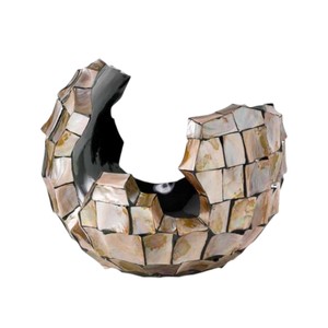 Artisan Crafted Mother of Pearl Shell Mosaic Display Vase Elegant Decorative Piece for Contemporary Home Interior - Product Image 2