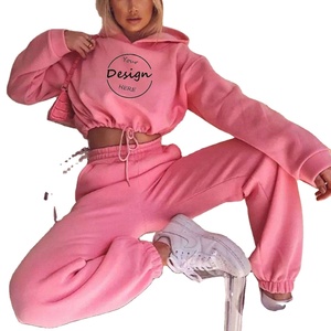 ชุดเซ็ตสเวตสูทลำลองสีชมพูแบบโอเวอร์ไซส์สำหรับคนท้อง แขนยาว ผ้าฟลีซ ผ้าฝ้าย - Product Image 1