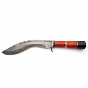 Cuchillo utilitario de acero de Damasco hecho a mano con mango de madera Pakkawood roja, pieza de exhibición OEM para bricolaje - Product Image 1