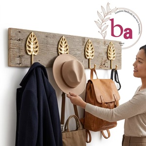 Gancho de Pared Metálico con Forma de Hoja de Monstera, Diseño Lujoso Hecho a Mano, Multifuncional para Almacenamiento de Ropa - Product Image 2