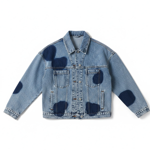 Chaqueta Vaquera Personalizada con Logotipo y Estampado a Bloques para Mujer, Estilo Vintage Oversize, Ropa Casual Urbana al por Mayor - Product Image 5