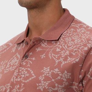Polo pour homme en tissu tricoté en coton de luxe, imprimé floral, séchage rapide, évacuation de l'humidité, respirant, style décontracté - Product Image 6