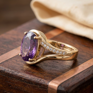 Best Selling Oval Blue Amethyst 925 Sterling Silver 18K Gold Plated <b>Ring</b> US 6 7g Trendy Wholesale Top Product - Product Image 3