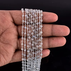 Natural Flashy Labradorite Rosary Chain 3MM Faceted Round Gemstone <b>Wire</b> Wrapped 925 <b>Sterling</b> <b>Silver</b> Jewelry Chain Wholesale Bulk - Product Image 5