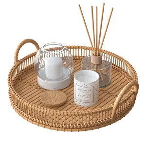 Wholesale best selling nice natural rattan serving trays ODM tray for sale for restaurants and hotels made in Vietnam