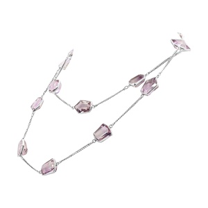 Collier double couche en argent sterling 925 avec pendentif géométrique pentagonal en améthyste facettée sertie clos pour femme - Vente en gros - Product Image 5