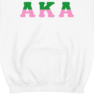 Sudadera con Capucha de Dos Tonos con Letras AKA, Sudadera de Forro Polar Premium, Ropa Personalizada para Hermandades Griegas, para Mujer, en Blanco, Verde y Rosa - Product Image 5