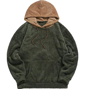 Sudadera con capucha extragrande de forro polar para hombre, con bloques de color, manga raglán, peso pesado, morado y negro, informal, para invierno - Product Image 5