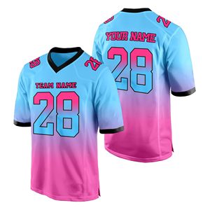 Maillot de football américain rétro pour fans, en polyester tricoté bicolore, personnalisable, coupe extensible, ne décolore pas, sublimation, usine OEM - Product Image 1