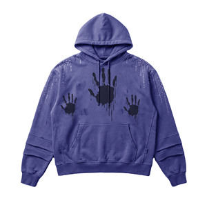 Sudadera con Capucha Extra Grande Personalizada OEM para Hombre, Diseño de Huella de Mano, 100% Algodón, Felpa Francesa, Bolsillo Frontal con Logotipo, Tejido de Punto para Otoño - Product Image 2