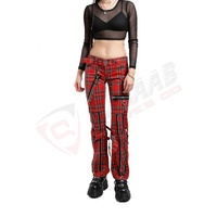 Pantalon à carreaux à la mode pour hommes et femmes Anti-rides Taille normale Pantalon Bondage imprimé pour dames-Pantalon gothique
