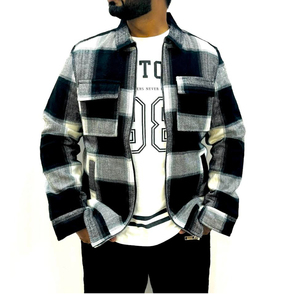 Wholesale Streetwear <b>Flannel</b> Shirt <b>Jacket</b> Long Sleeve Plaid Polyester Lined Breathable - Product Image 3