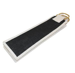 Sac à vin personnalisé avec logo brodé, poignée en bois, fenêtre d'affichage avant pour boutique de vin, fabriqué en jute durable - Product Image 6