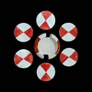 Ensemble de sous-verres en marbre indien incrusté, sous-verres en pierre faits à la main - Product Image 2