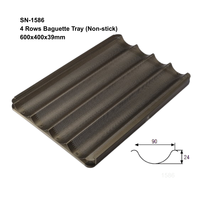 Plateau à baguettes en alliage d'aluminium ATLAS STAR à 4 rangées, 600x400, revêtement PTFE, pour pain français, compatible four/grille-pain, noir, 0,8 mm