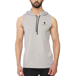 Hoodie sans manches pour homme, performance athlétique, tissu en coton mélangé, coupe confortable et poche avant - Product Image 1