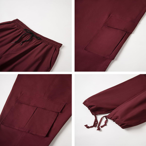 Pantalones Jogger Cargo Color Granate para Hombre, Pantalones Casuales Ligeros con Bolsillos Laterales y Dobladillo Elástico - Product Image 5