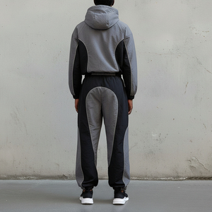 Survêtement Jogging Homme Personnalisé Imprimé Solide à Capuche 100% Coton Hiver Coupe-Vent Réversible 2 Pièces Streetwear Haute Qualité - Product Image 4