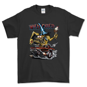 เสื้อยืดแขนสั้นสีเทาเข้มสำหรับผู้ชายพร้อมลายการ์ตูนรถตู้และลายกราฟิกตาอสูรคอกลมสไตล์สตรีทแวร์ลำลอง - Product Image 2