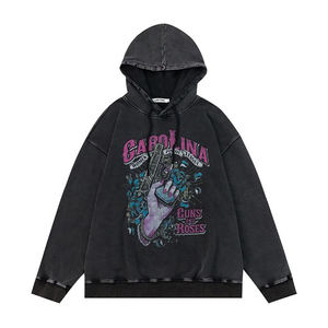 ผู้ผลิตเสื้อฮู้ดดี้แบบ OEM ผ้าฝ้ายฟลีซฟอกสีสไตล์วินเทจ เหมาะสำหรับการผลิตเสื้อฮู้ดดี้แบบ Private Label - Product Image 1