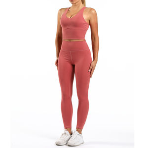 Conjunto de sujetador deportivo sin costuras y leggings con logo personalizado para mujer, para gimnasio, venta al por mayor, ropa deportiva, conjuntos de yoga personalizados - Product Image 1