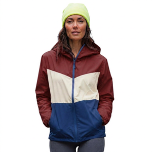Chaqueta Cortavientos con Capucha y Bloques de Color, Unisex, Deportiva, con Cierre de Cremallera, Recubierta de PU, Poliéster, para Otoño - Product Image 3