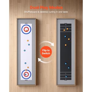 Tavolo da Shuffleboard e Curling 2-in-1 da 7 Piedi, Gioco Combinato Compatto con Superficie Liscia, Macchina Pieghevole per Shuffleboard - Product Image 3