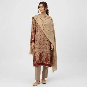 Salwar Kameez Tradicional de Lana para Mujer, Chal Bordado, Ropa Casual India y Pakistaní, Costura Personalizada, Corte Regular, India, Pakistán - Product Image 2