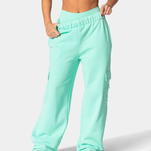 Premium <b>Women's</b> High Waist Wide Leg Canvas <b>Cargo</b> <b>Pants</b> Loose Fit Full Length Solid Fleece Breathable Multi Pocket Casual - Product Image 2