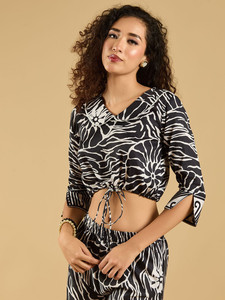 Conjunto de Top Corto de Punto Sólido Estampado con Cuello en V para Mujer y Pantalones Coordinados, Tops de Encaje con Cuello en V y Botones Delanteros Transpirables - Product Image 3