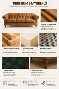 Vietnam Factory Luxury Leather Button Tufted <b>Sofa</b> Bed with Eco-Friendly <b>Foam</b> Cushions Modern 3 Seater for Villa Living Room Deco - Product Image 5