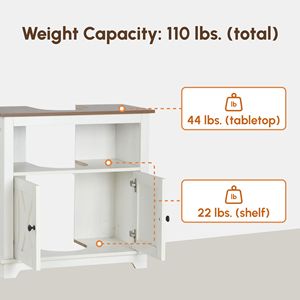 Mobile lavabo a 2 porte bianco a piedistallo con mensole da bagno lavabo - Product Image 4