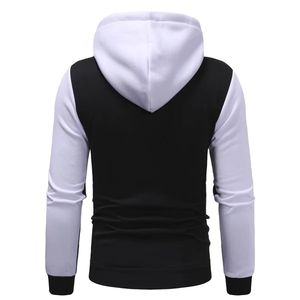 Ensemble survêtement homme personnalisé avec logo, sweat à capuche zippé noir et blanc, pantalon de jogging en molleton, deux pièces, streetwear, sportswear - Product Image 4