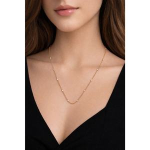 Collar de Cadena de Oro Rosa Sólido de 18K con Detalles de Barra, Joyería Minimalista y Elegante para Mujer - Product Image 5