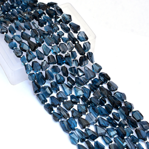Topaze bleue AAA 9x11mm-11x14mm, pépites facettées naturelles, taille London, pierres précieuses rares, perles taillées à la main pour bijoux - Product Image 5
