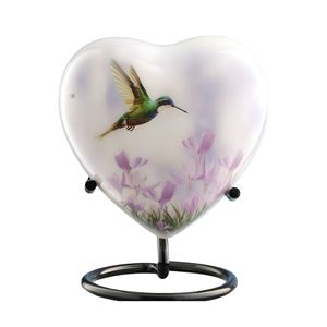 Urne commémorative en cœur pour cendres femmes hommes adulte urne colibri blanc pour femme mâle soigneusement fabriqué à la main funéraire décoratif - Product Image 4