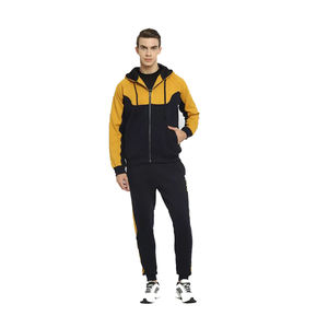 Ensemble de survêtement personnalisé pour homme avec capuche, blocs de couleur, coupe-vent, respirant, tendance, pour le sport en extérieur - Product Image 1